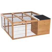 Kaninchenstall Hasenstall mit Freilaufgehege Kleintierstall Dach zum Öffnen wasserdicht multifunktional Tannenholz Natur 123x120x52 cm