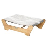 Katzenbett mit Gestell Hängematte für Katzen mit weichem Kissen Holz