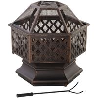 Feuerschale Feuerkorb Outdoor für Heizung Metall Bronze 62,5 x 55 x 63 cm