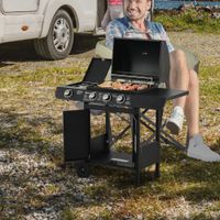 Gasgrill BBQ Schrank Multifunktion Metall Schwarz 110 x 50 x 100 cm