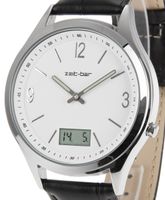 Funk-Armbanduhr Metall-Gehäuse, Leder-Uhrband