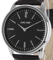 Funk-Armbanduhr, Metall-Gehäuse, Leder-Uhrband