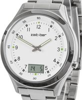 Funk-Armbanduhr mit Datums- und Sekundenanzeige, Edelstahl-Uhrband