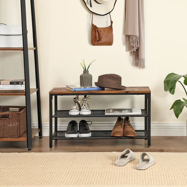 Schuhbank mit 2 Gitterablagen 80 x 30 x 44,5 cm