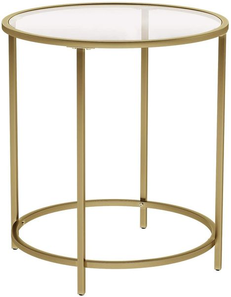 Beistelltisch rund, Hartglas, golden
