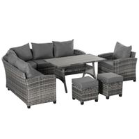 7-tlg. Luxus Polyrattan Gartenmöbel Set Gartengarnitur Garten-Set Sitzgruppe Loungeset Loungemöbel mit Beistelltisch Sitzkissen Grau