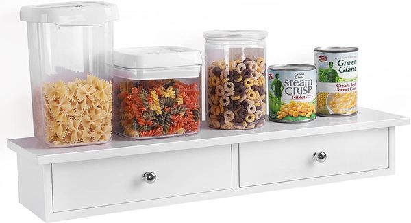 Schweberegal mit 2 Schubladen, 65 x 15 x 10 cm