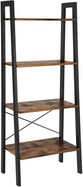 4 Ebenen Bücherregal, vintage, schwarz 56 x 136,8 x 34 cm
