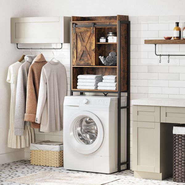 VASAGEL Badezimmerregal, mit Schrank 64 x 24 x 171 cm