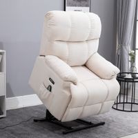 Sessel mit aufstehhilfe Relaxsessel Wärmefunktion Fernbedienung USB Creme