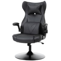 Gaming Stuhl Ergonomischer Computerstuhl Bürostuhl Schreibtischstuhl mit Wippenfunktion und Lendenkissen Drehstuhl höhenverstellbar gepolsterter Sitz Metall Schwarz 67x71x112 cm