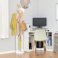 Garderobenständer mit 12 Haken, modern, Metall Bambus Natur+ 30,5 x 30,5 x 174,5 cm, - Weiss