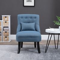 Relaxsessel mit Rückenkissen, Sessel, Fernsehsessel, Erhöhte Füße, Leinen, Blau, 52,5 x 69 x 77 cm