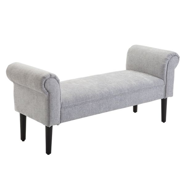 Polsterbank Sitzbank Lounge Leinenstoff Schaumstoff Polyester Hellgrau 132 x 45,5 x 58 cm