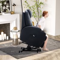 Aufstehsessel Sessel mit Aufstehhilfe Kunstleder Metall Schwarz