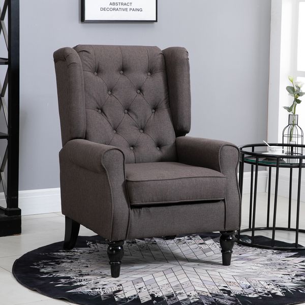 Einzelsessel Relaxsessel Einzelstuhl mit Tufting Holzfüße Polyester Braun 76 x 86 x 108 cm