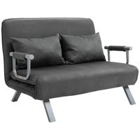 2-Sitzer Schlafsofa mit Armlehne 3-in-1 Schlafsessel Gästebett Klappmatratze Klappbett Chaiselongue Multifunktion Wildlederimitat Grau