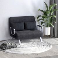 2-Sitzer Schlafsofa mit Armlehne 3-in-1 Schlafsessel Multifunktion Wildlederimitat Grau