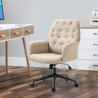 Bürostuhl mit Wippfunktion ergonomisch 360°-Drehräder Schaumstoff Beige 66 x 69 x 89,5-97 cm