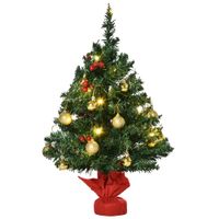 Weihnachtsbaum Christbaum mit Stechpalmenbeeren, Kugeln und LED-Lichtern