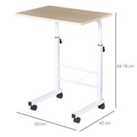 Beistelltisch Eisen Kunststoff Weiße Ahornfarbe 60 x 40 x 68-78 cm