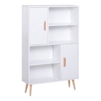 Kommode Sideboard Schubladenkommode Highboard Schrank Anrichte Schuhschrank Küchenregal Küchenschrank mit 2 Türen 5 Fächern Weiß 80 x 23,5 x 123 cm