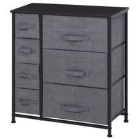 Schubladenschrank Aufbewahrungsschrank mit faltbaren 7 Stoffschubladen Metallgestell + Holz + Vliesstoff Grau 63,5 x 30 x 71 cm