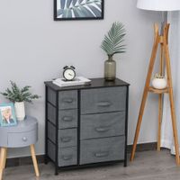 Schubladenschrank mit 7 Stoffschubladen Metallgestell + Holz + Vliesstoff Grau 63,5 x 30 x 71 cm