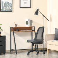 Schreibtisch  Bürotisch Arbeitstisch mit Ablagefach Kabeldurchlass Metall Walnuss 84 x 45 x 85 cm
