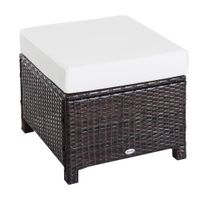 Poly Rattan Hocker mit Kissen Gartenhocker Fußhocker Sitzhocker Braun