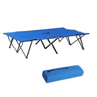 Campingbett Klappbar für 2 Personen Feldbett Klappbett mit Tragetasche bis 136 kg belastbar Stahl Oxford Blau+Schwarz 193 x 125 x 40 cm