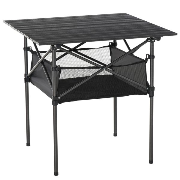 Campingtisch aus Aluminium faltbar für Camping Garten Party Picknick Balkon Schwarz 70 x 70 x 69 cm