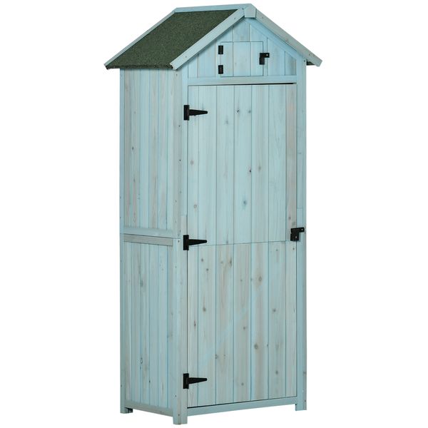 Gartenschrank Gartenhaus Holz Hellblau+Grün 77 x 54,2 x 179 cm