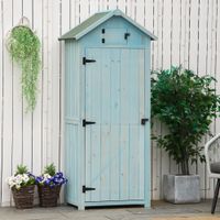 Gartenschrank Gartenhaus Holz Hellblau+Grün 77 x 54,2 x 179 cm