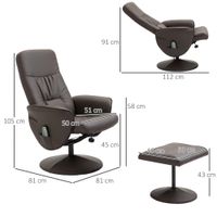 Relaxsessel mit Liegefunktion Massagesessel mit Fußhocker Braun