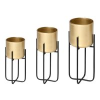 3er Set Blumenständer mit Blumentopf aus Metall Pflanzenhocker Set