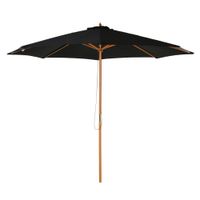 Sonnenschirm Holz 300 cm Balkonschirm Bambus Schwarz