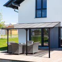 Pergola Pavillon 4 x 3 m 225-270 cm höhenverstellbar Terrassendach Anbaupavillion Aluminium Grau