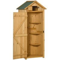 Gartenschrank Geräteschuppen mit Fachböden Asphaltdach Holz Gelb