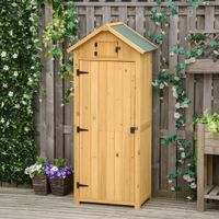 Gartenschrank Geräteschuppen mit Fachböden Asphaltdach Holz Gelb