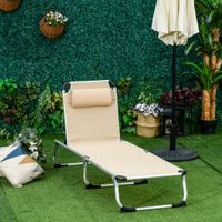 Sonnenliege Gartenliege Alu verstellbar faltbar ergonomisch Netzstoff Beige 170 x 60 x 76 cm