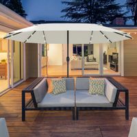 Sonnenschirm mit LED Doppelsonnenschirm 440 x 256 cm Gartenschirm