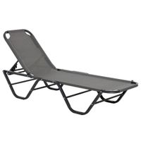Sonnenliege Strandliege 5-Stufige Alu Gartenliege Relaxliege Texteline Grau+Schwarz 163 x 58,5 x 91 cm