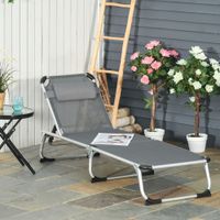 Sonnenliege Relaxliege 5-fach verstellbar faltbar ergonomisch Netzstoff Grau 170 x 60 x 76 cm