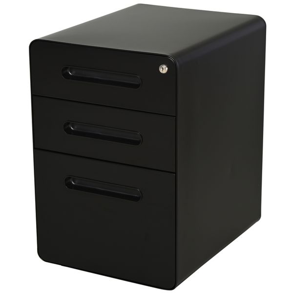 Rollcontainer Aktenschrank Büroschrank Aufbewahrung Container Stahl Schwarz 39 x 48 x 59 cm
