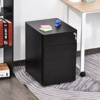 Rollcontainer mit 3 Schubladen, Büroschrank, Aufbewahrung, Stahl, Schwarz, 39 x 48 x 59 cm
