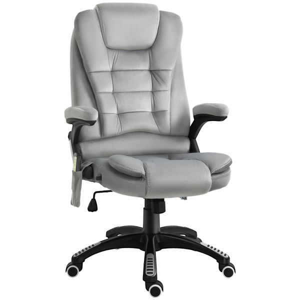 Massage Sessel, Bürostuhl mit Massagefunktion, Gaming Stuhl, PU-Räder, Grau, 67 x 74 x 107-116 cm