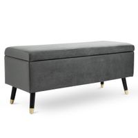 Sitzbank, Polsterbank mit Stauraum, Truhenbank, Metall, Schaumstoff, Kautschukholz, Kohlegrau, 110 x 43 x 45 cm