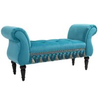 Luxus Sitzbank Polsterbank Hockerbank Polyester Kautschuk Schaumstoff Blau 117 x 40 x 58 cm