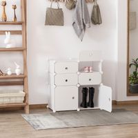 Schuhschrank Regal mit Aufbewahrungsboxen Kleiderschrank Weiß Grau